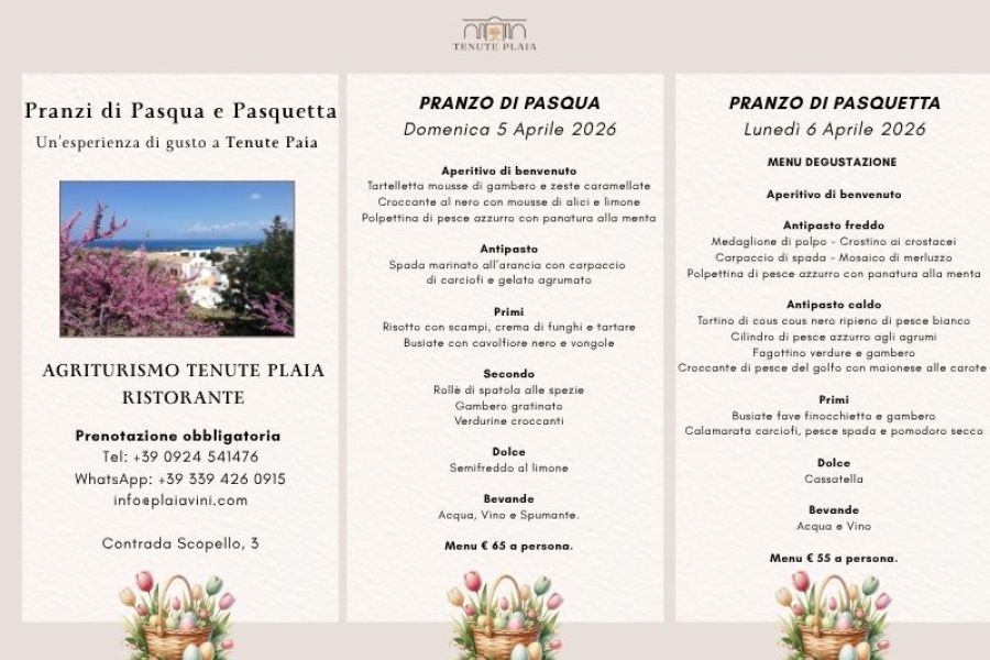 Tenute Plaia: Discover Our 2026 Easter and Easter Monday Menus